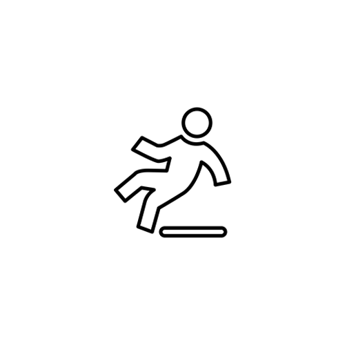 Icon of a person falling, illustrating JordiLight’s fall sensor feature that activates S.O.S. mode for enhanced safety during outdoor activities.
